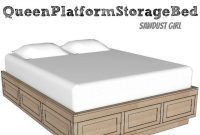 Queen Size Platform Bed Frame with Underbed Storage Drawers