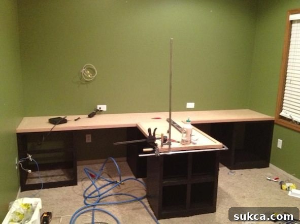 Detail of Cabinetry and Desk Top in Reader's Office