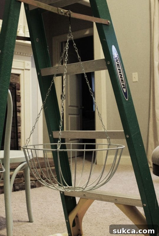 Prepping the Garden Basket making a diy chandelier