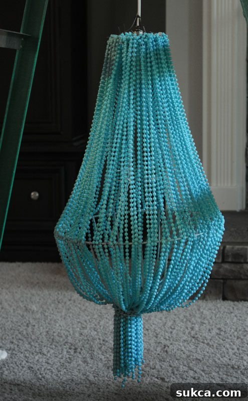 Starting the Beading Process diy beaded chandelier
