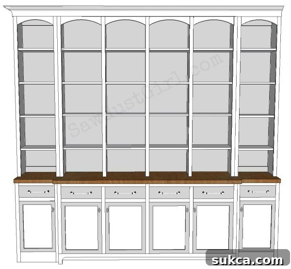 Six small sections for built-in buffet