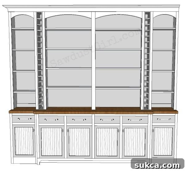 Built-in buffet with wine storage