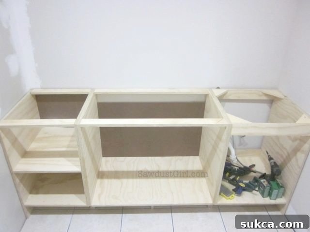 Precise cuts for cabinets Building Laundry Room Cabinets with Rip-Cut
