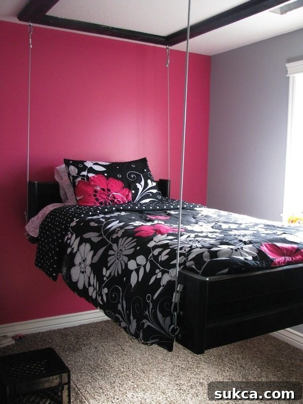 Newly constructed floating bed frame, showcasing the beadboard details