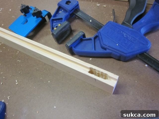 Completed mortise after drilling all holes with the Beadlock jig