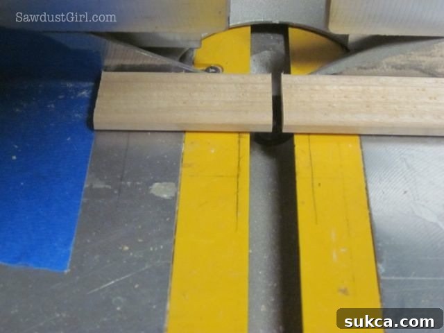 Cutting multiple Beadlock tenons to length using a miter saw and stop block