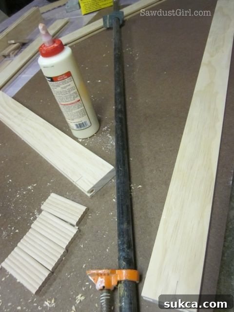 Bar clamps used for assembling woodworking projects