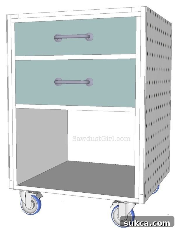 Mobile tool cart with optional built-in drawers for enhanced secure storage