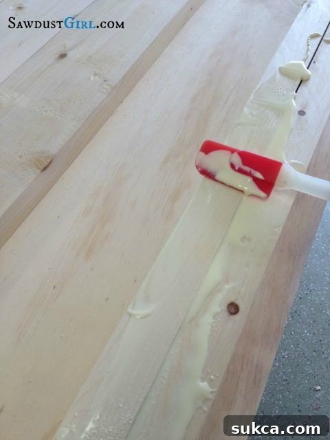 Wood pieces ready for clamping after glue application