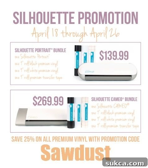 Silhouette Portrait machine with various vinyl sheets and tools