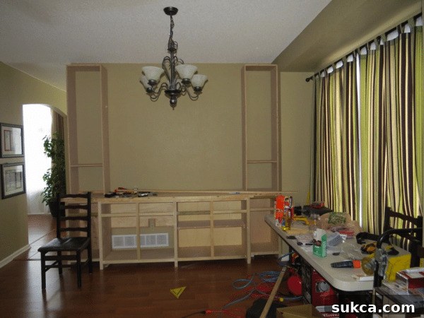 Dining room buffet built-in option 1 showing two outer cabinets side by side