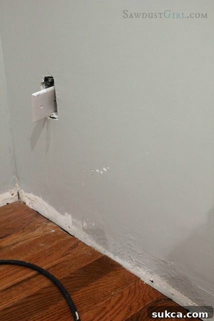 Minor drywall repair ahead Drywall dings requiring repair after office flooring