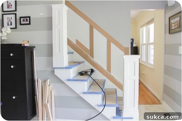 Refinished hardwood stairs and banister