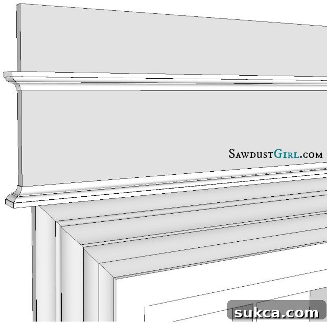 Trim Molding Return Detail Ensuring detailed trim molding is wrapped around the edge of the MDF with precise 45-degree beveled cuts for a clean 'return'.