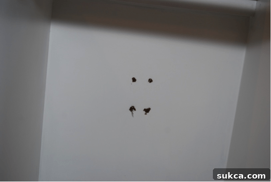 Pencil connecting toothpaste marks on cabinet for outlet cutout