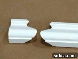 Illustration of mitered return cut on trim molding