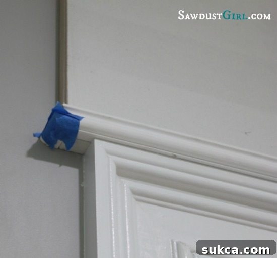 installing a return on trim molding using glue and tape