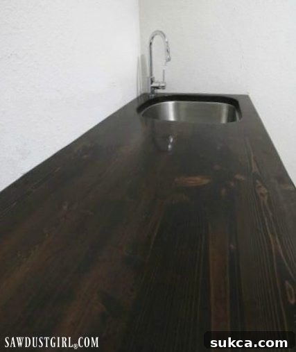 DIY wood countertops with undermount sink for laundry room
