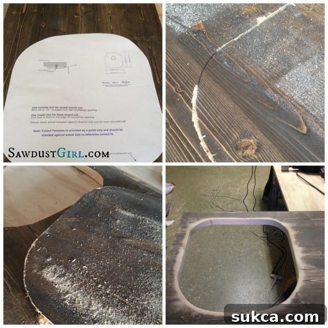 How to build a wood plank countertop with sink cutout