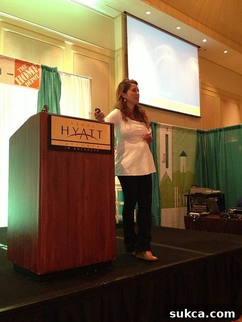 Ana White, keynote speaker at Haven, with a baby bump