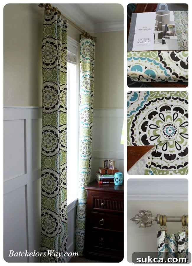 DIY curtains made from a shower curtain