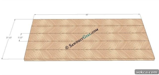 X-Leg Desk plans and tutorial from @Sawdust Girl, focusing on desktop glue-up.