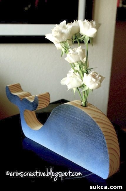 Beautiful handcrafted whimsical wooden vase with test tube insert