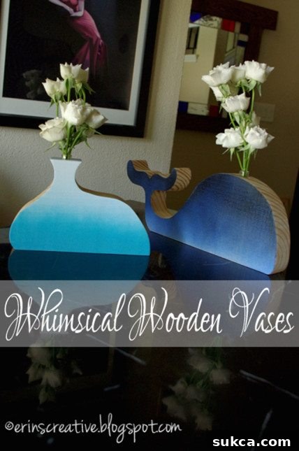 How to Make a Whimsical Wooden Vase - Whale Vase with Flowers