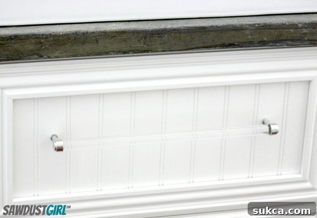 DIY acrylic drawer pull - sawdustgirl.com