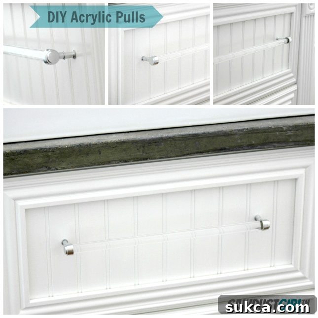 DIY acrylic drawer pull - sawdustgirl.com