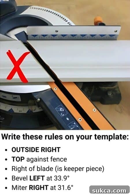 Outside Right Crown Molding Cut Template