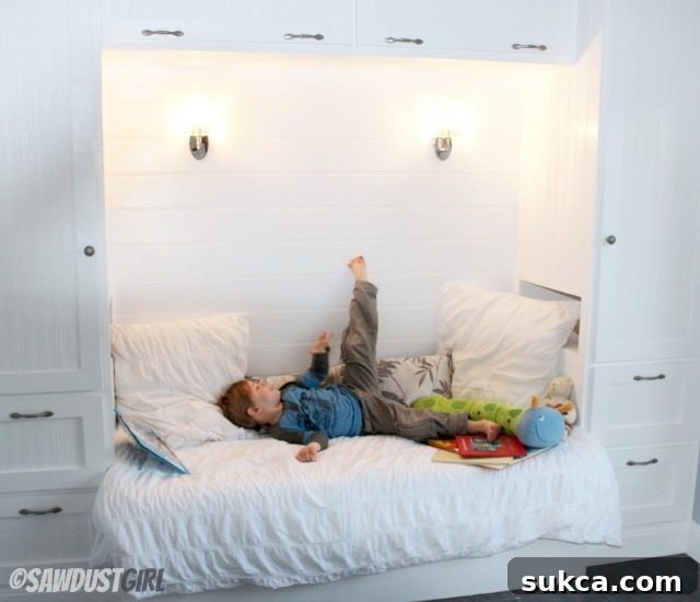 Family Enjoying Built-in Reading Nook