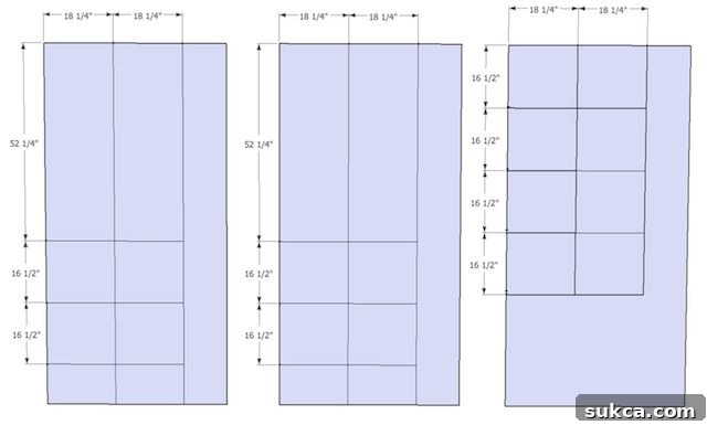 Detailed cut list for Queen Platform Bed with Storage components