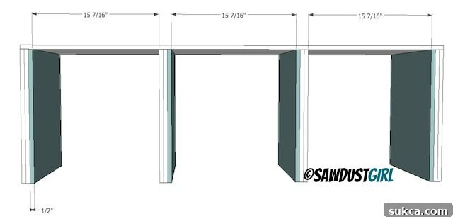 Building a simple platform bed, showing additional divider placement