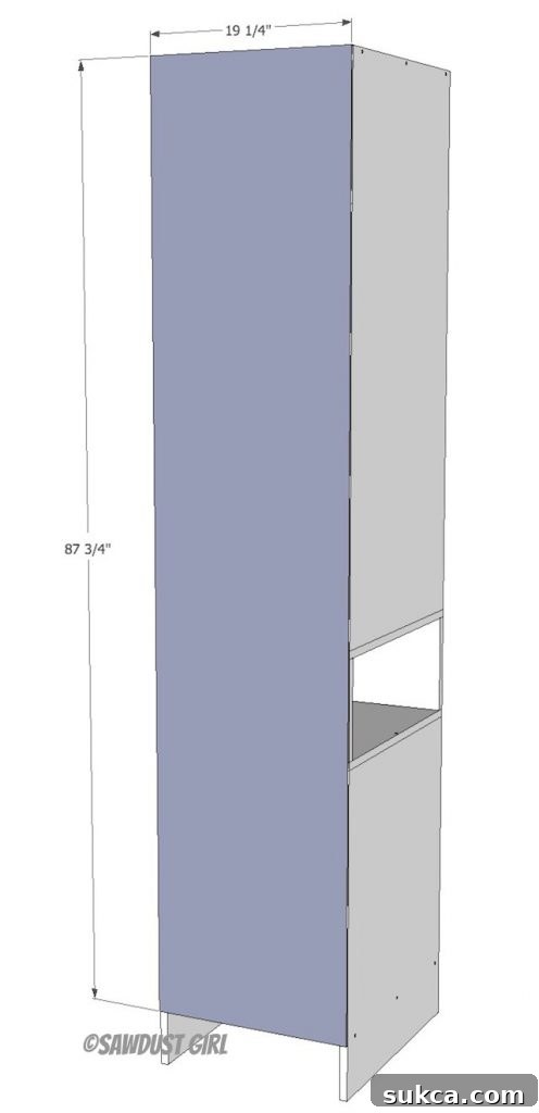 Attach Cabinet Back Tower wardrobe cabinet construction: Attaching the back panel