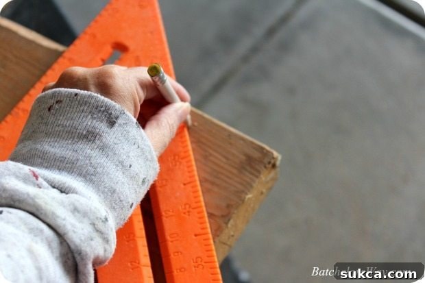 Cutting scrap wood to shape a DIY Halloween tombstone, showcasing a jagged, rustic edge.