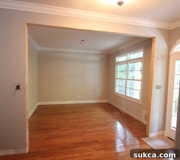 A plain room before the installation of custom library built-ins.