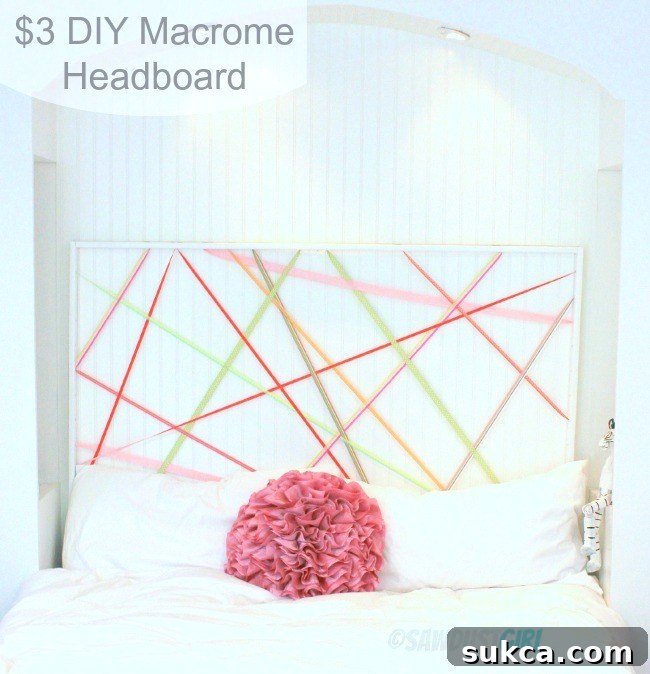 Weave Your Own Ribbon Headboard 2 Completed budget-friendly woven headboard for kids room