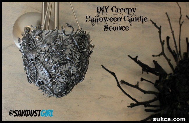 Creepy DIY Halloween Candle Sconce for Mantel Decor
