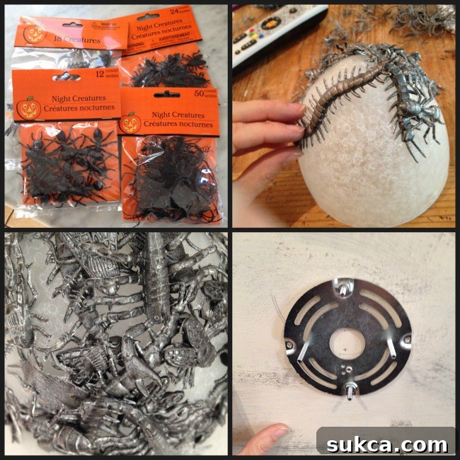 Halloween crafts to make - DIY insect-covered sconce