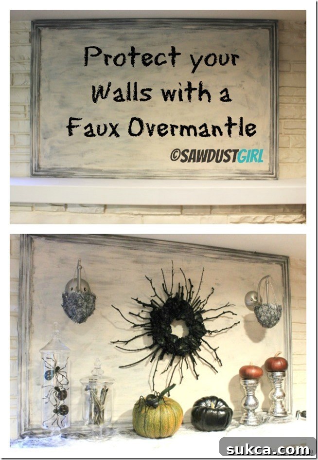 Completed DIY Faux Overmantle for Easy Holiday Decorating