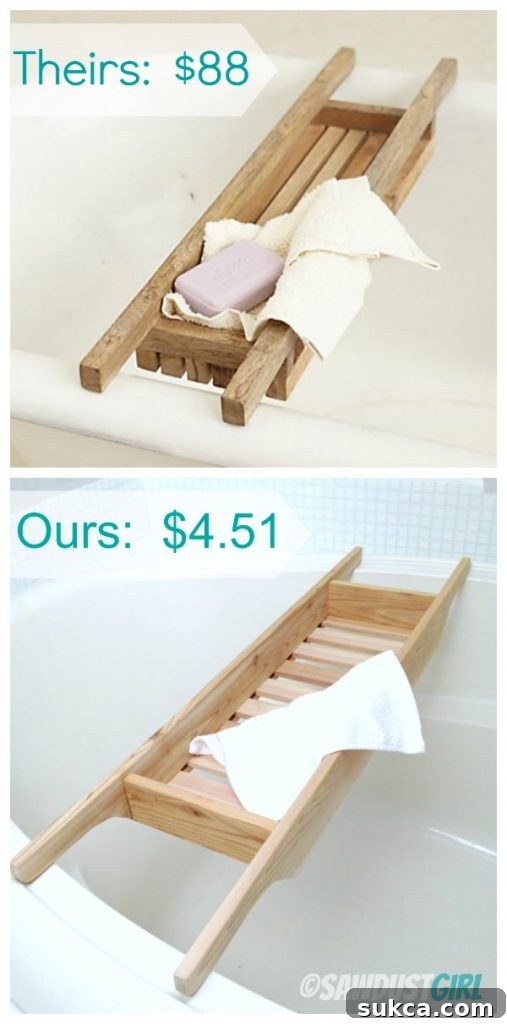 Luxurious $5 DIY Cedar Wood Bath Caddy Project for Relaxation