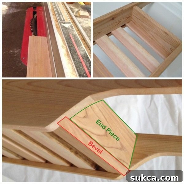 Tub Caddy Edge Detail with Beveled Slats