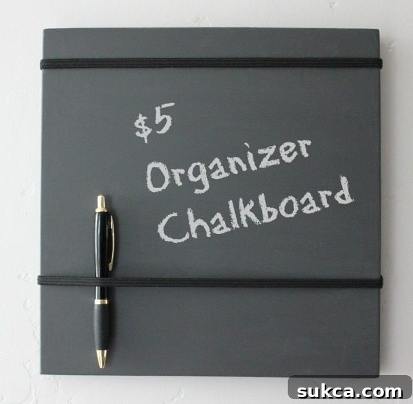 Chalkboard painted DIY Organizer Board ready to hang