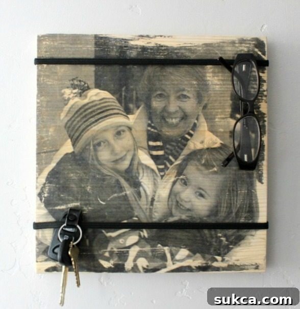 Personalized DIY Organizer Board with a family photo adhered