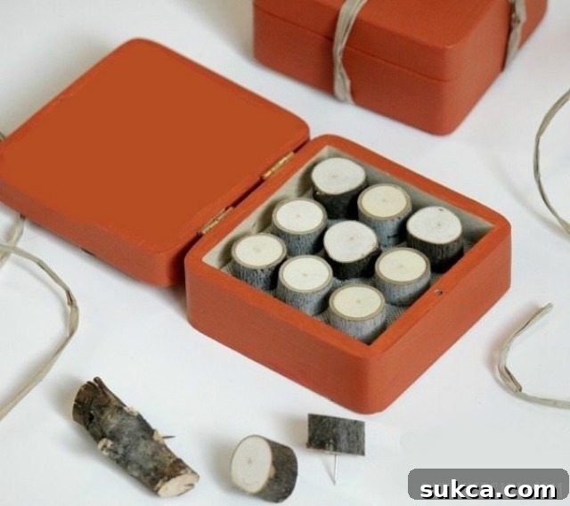 Handmade Twig Push Pins Displayed on a Cork Board