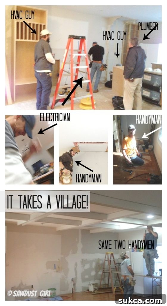 Collaborative Kitchen Renovation Kitchen remodel progress, emphasizing community effort