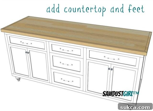Adding Countertop and Feet to the Double Vanity