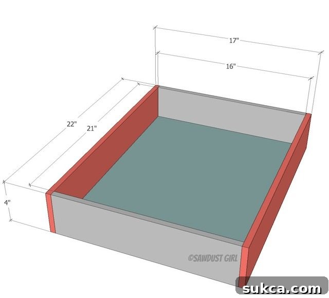 Dimensions for Top Center Drawer of Double Vanity