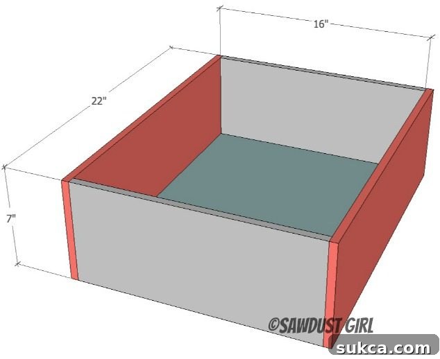 Dimensions for Bottom Center Drawers of Double Vanity